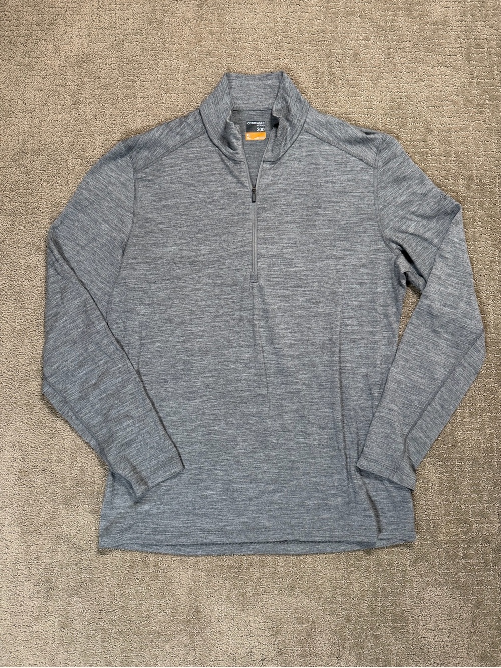 Icebreaker Merino Wool 200 Oasis Long sleeve Half Zip Base Layer Men XL Grey